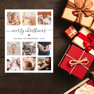 Carte Postale Élégant minimal 9 photo Collage de Noël