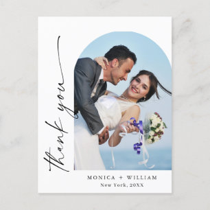 Carte Postale Élégant minimaliste Mariage Merci photo