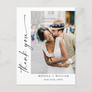 Carte Postale Élégant minimaliste Mariage Merci photo