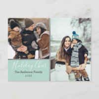 Elegant Mint Holiday Cheer Photo Collage Argent