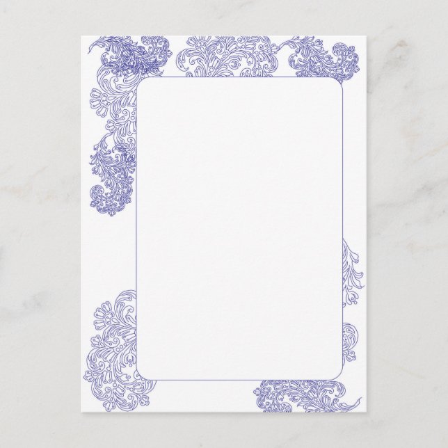 Carte Postale élégant modèle de bordure bleu foncé (Devant)