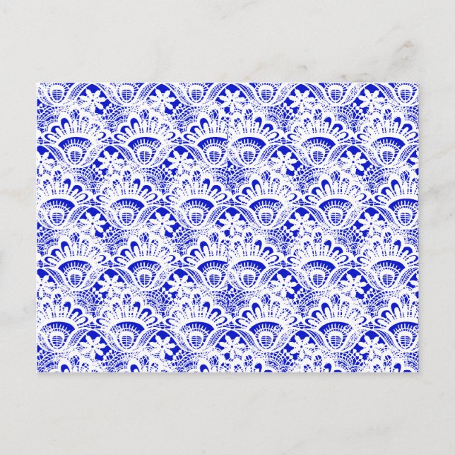 Carte Postale Elégant modèle Royal Bleu Dentelle Damas (Devant)
