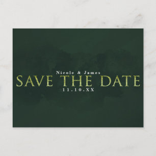 Carte Postale Élégant Moderne Vert Sauvegarder La Date Mariage F