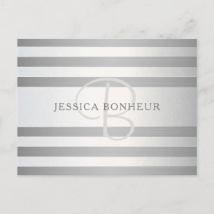 Carte Postale Élégant Monogramme Faux Gris Argent Gris Gris
