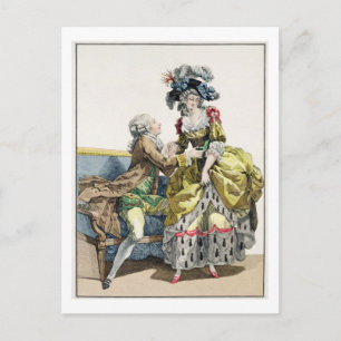 Carte Postale Élégant Monsieur faisant sa demande à une Dame dan