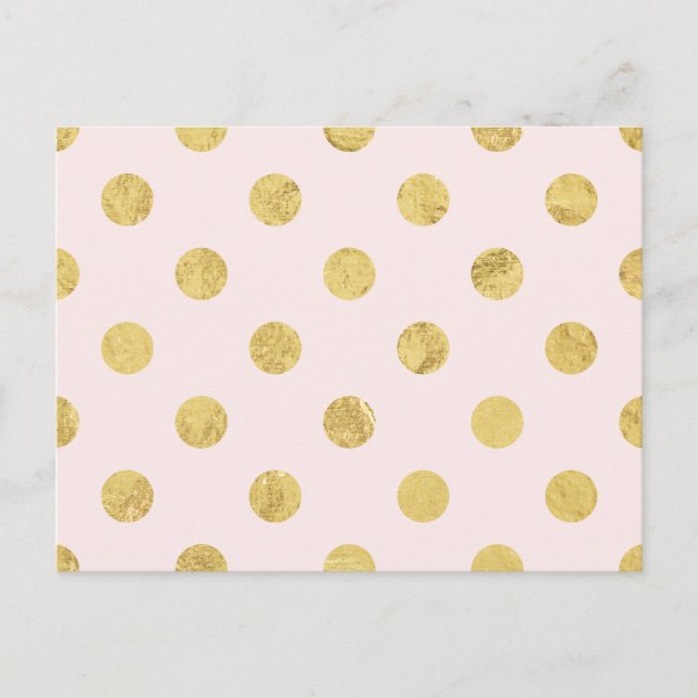 Carte Postale Elégant Motif à base de Polka Gold - Rose & Or (Devant)
