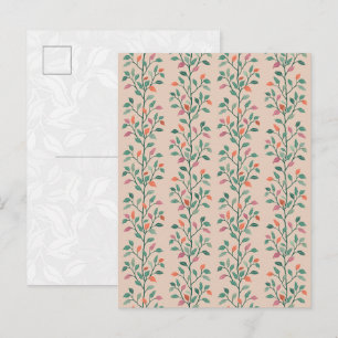 Carte Postale Élégant motif botanique moderne de feuille sur fon