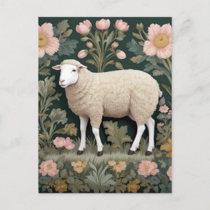 Carte Postale Elégant mouton blanc William Morris inspiré