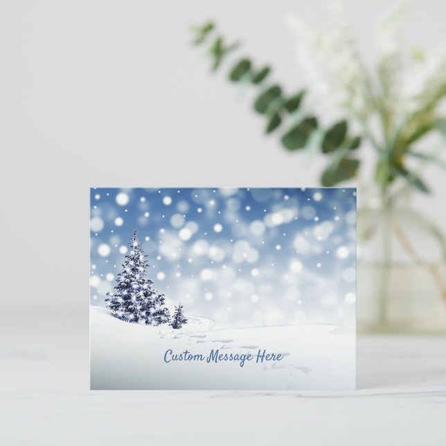 Carte Postale Élégant Noël de Noël Arbre à neige d'hiver (Debout devant)