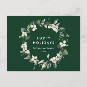 Carte Postale Élégant Noël Holly Wreath Holiday Salutation