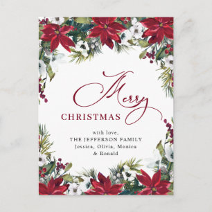 Carte Postale Élégant Noël Poinsettia Gênes de Noël