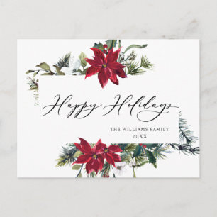 Carte Postale Élégant Noël Poinsettia Gênes de Noël