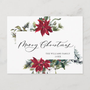 Carte Postale Élégant Noël Poinsettia Gênes de Noël