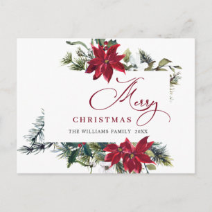 Carte Postale Élégant Noël Poinsettia Gênes de Noël