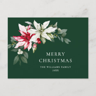 Carte Postale Élégant Noël Poinsettia Gênes de Noël