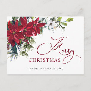 Carte Postale Élégant Noël Poinsettia Gênes de Noël