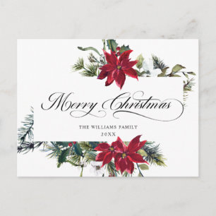 Carte Postale Élégant Noël Poinsettia Gênes de Noël