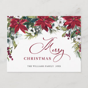 Carte Postale Élégant Noël Poinsettia Gênes de Noël