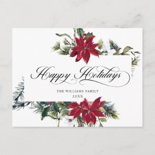 Carte Postale Élégant Noël Poinsettia Gênes de Noël