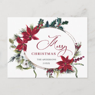 Carte Postale Élégant Noël Poinsettia Gênes de Noël
