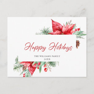 Carte Postale Élégant Noël Poinsettia Gênes de Noël