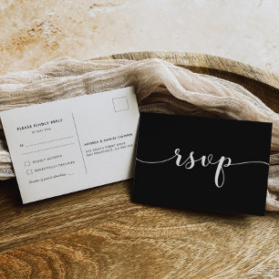 Carte Postale Elégant noir et blanc RSVP