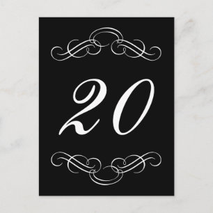 Carte Postale Élégant nombre de tables florales (noir / blanc)