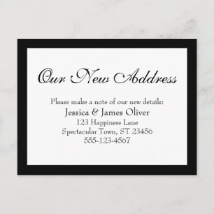 Carte Postale Elégant Notre Nouvelle Adresse Simple Noir & Blanc