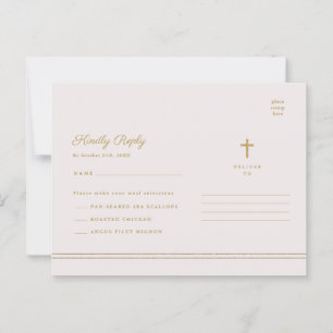 Carte Postale Élégant or Baptême et baptême religieux RSVP