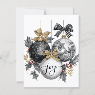 Carte Postale Élégant ornements de Noël noir et blancSticker