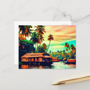 Carte Postale Elégant paysage naturel du Kerala de cocotiers