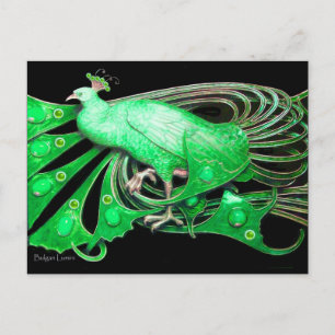 CARTE POSTALE ÉLÉGANT PEACOCK EN NOIR VERT