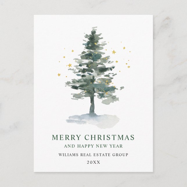 Carte Postale Elégant Pine Tree Noël Accueil d'entreprise (Devant)
