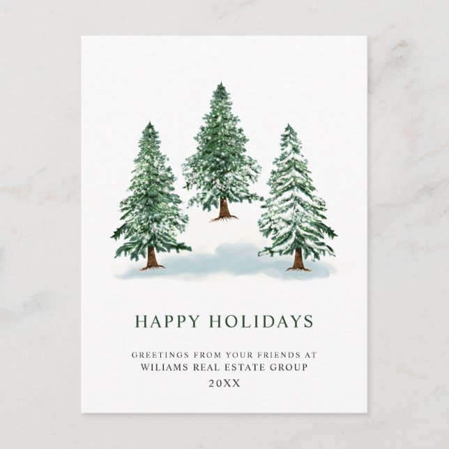 Carte Postale Elégant Pine Tree Noël Accueil d'entreprise (Devant)