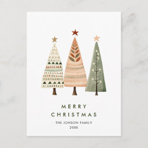 Carte Postale Elégant Pine Tree Noël Gênes de Noël Salutation