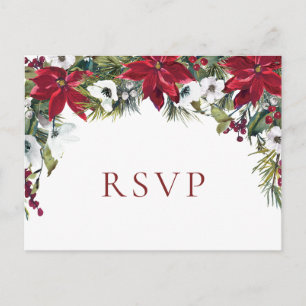 Carte Postale Elégant Poinsettia Noel Mariage RSVP