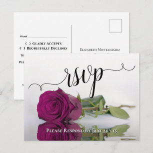 Carte Postale Elégant Reflet Magenta Rose mariage RSVP