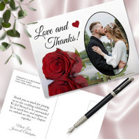 Élégant reflet Rose rouge Mariage Amour & Merci
