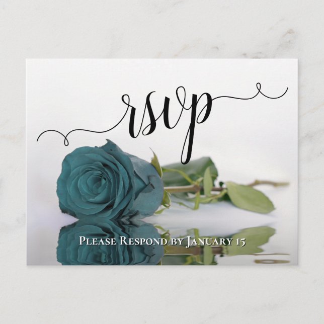 Carte Postale Elégant Reflet Rose Turquoise Chic Wedding RSVP (Devant)