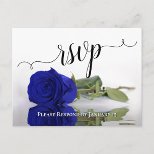 Carte Postale Elégant reflet Royal Blue Rose mariage RSVP