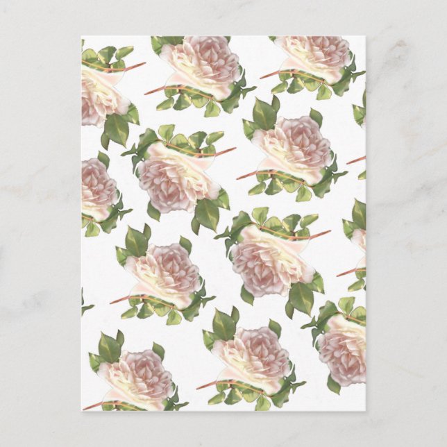 Carte Postale élégant rose blanc rose rose (Devant)