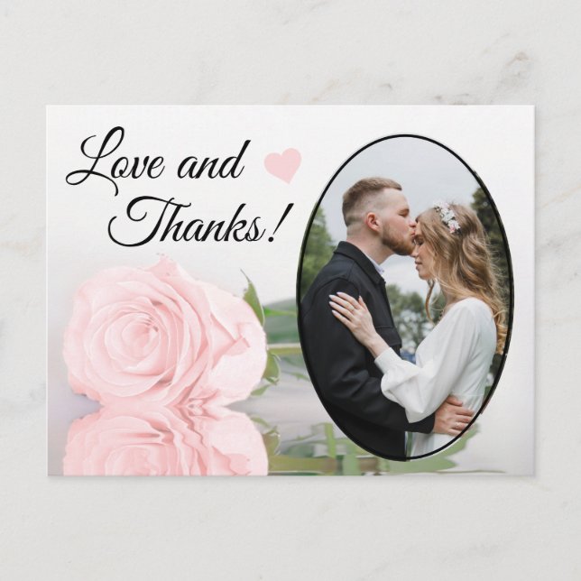 Carte Postale Élégant Rose rose rose rose rose Mariage Amour & M (Devant)