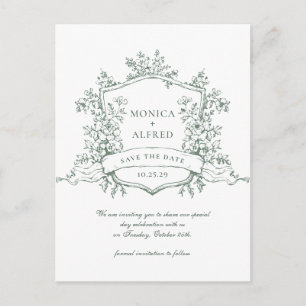Carte Postale Elégant Sage French Garden Wedding Enregistrer la 