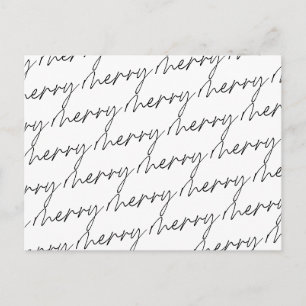 Carte Postale Élégant Script chic noir blanc Joyeux Noël