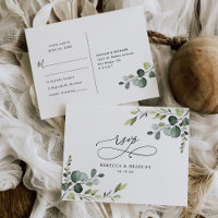 Élégant Script Eucalyptus Verdure Mariage Rsvp