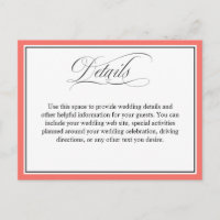Élégant Script Flouris Détails Mariage Coral