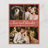 Élégant Script Mariage en terre cuite Merci