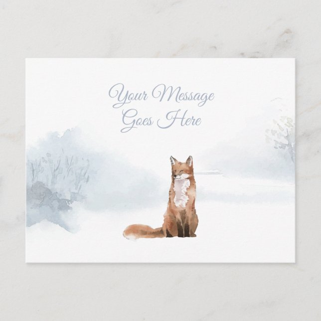 Carte Postale Élégant Script Noël Vacances Renard d'hiver (Devant)