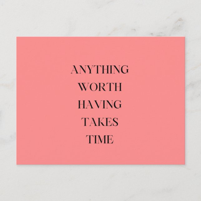 Carte Postale Élégant Script Rose Floral Vaut Le Temps (Devant)