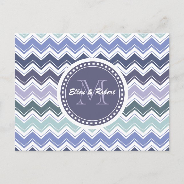 Carte Postale Elégant Sea Greens and Blues Chevron ZigZag Waves (Devant)